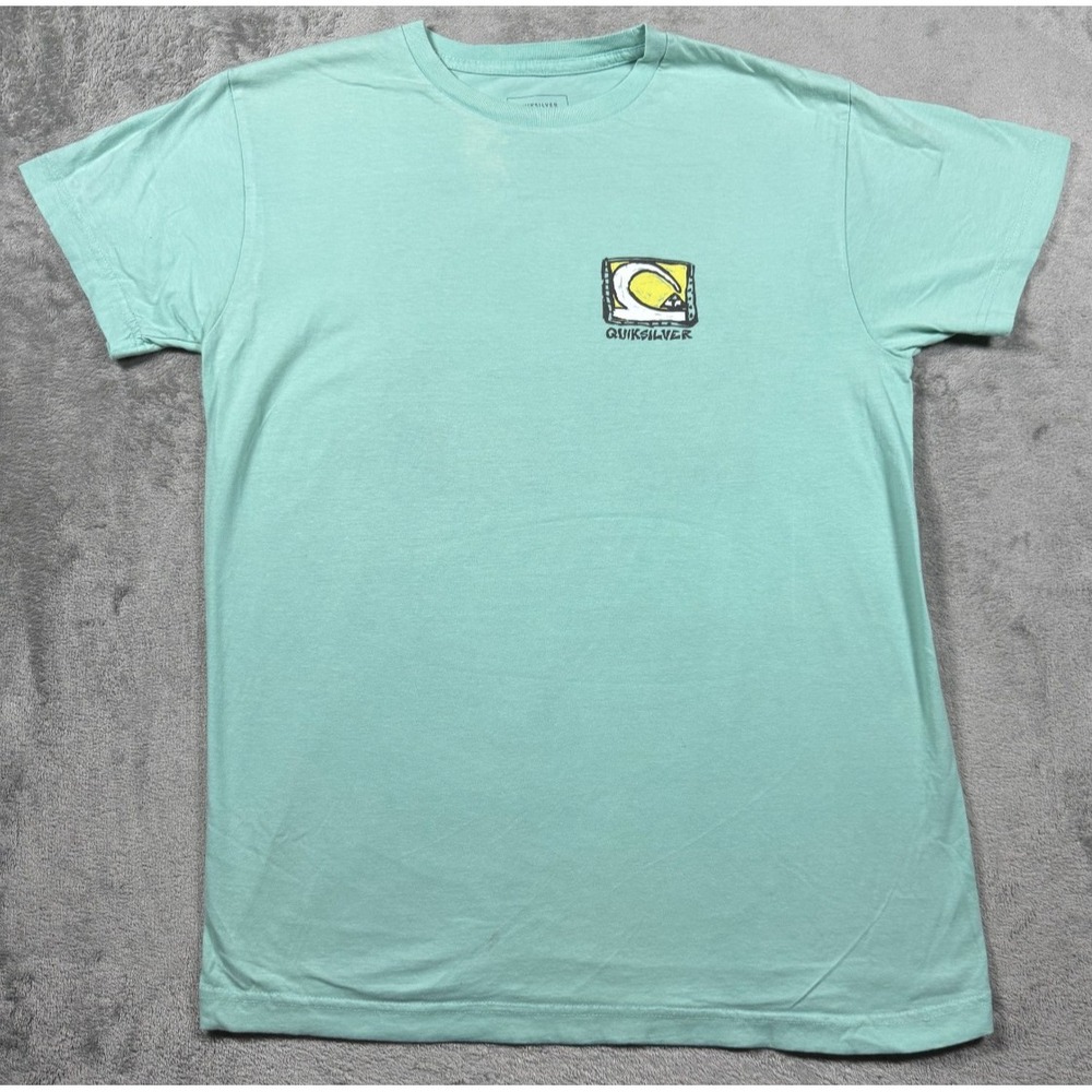 Quiksilver Surf Logo Graphic T Shirt Mint Green Mens Medium Style 501